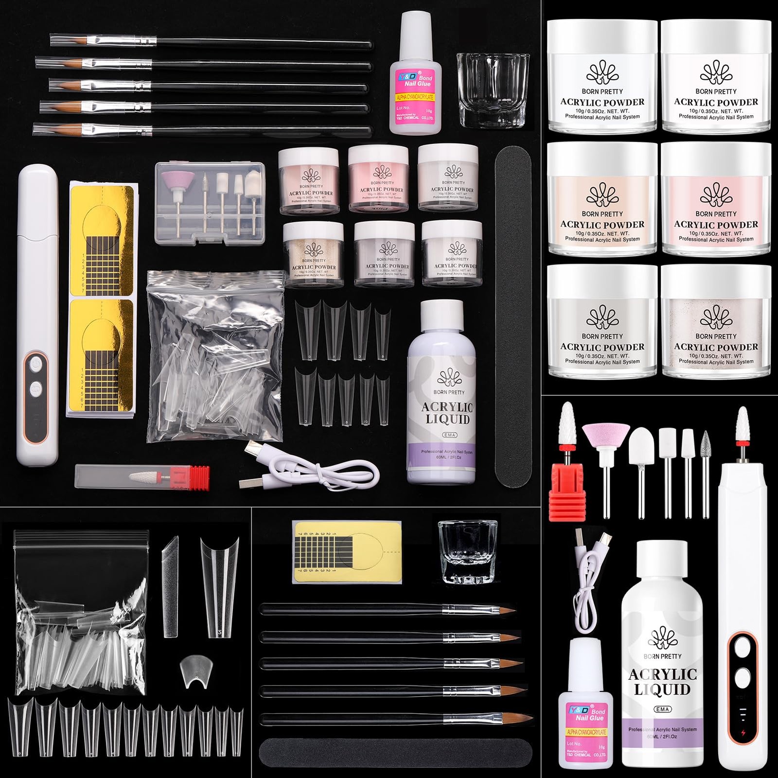 Born Pretty Acrylic Nail Kit 92Pcs Acrylic powder nail kit 5