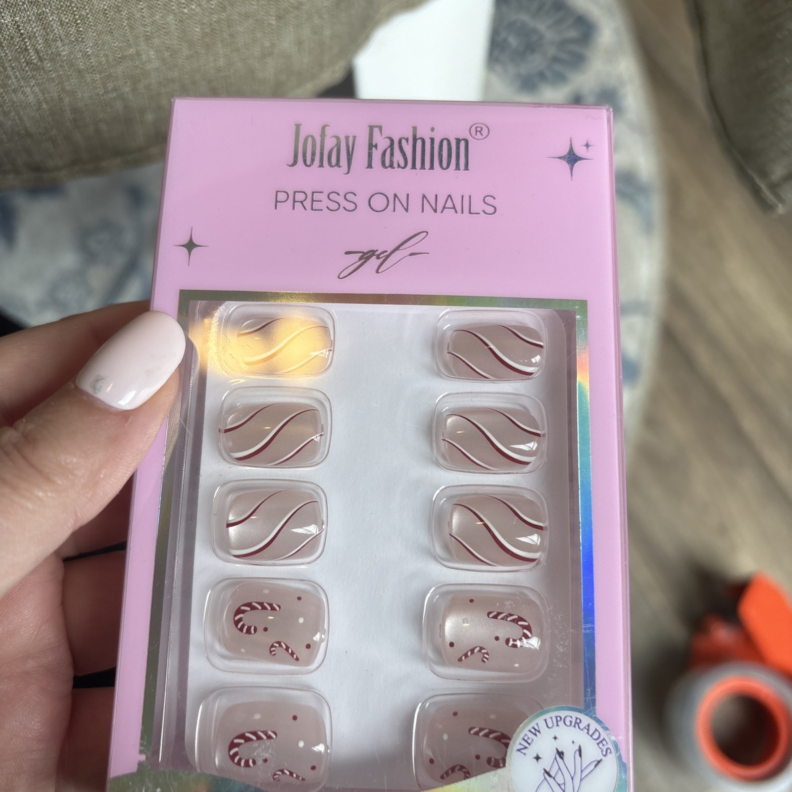 Jofay Fashion Press On Nails Christmas Edition, Squoval & Almond Glue Included