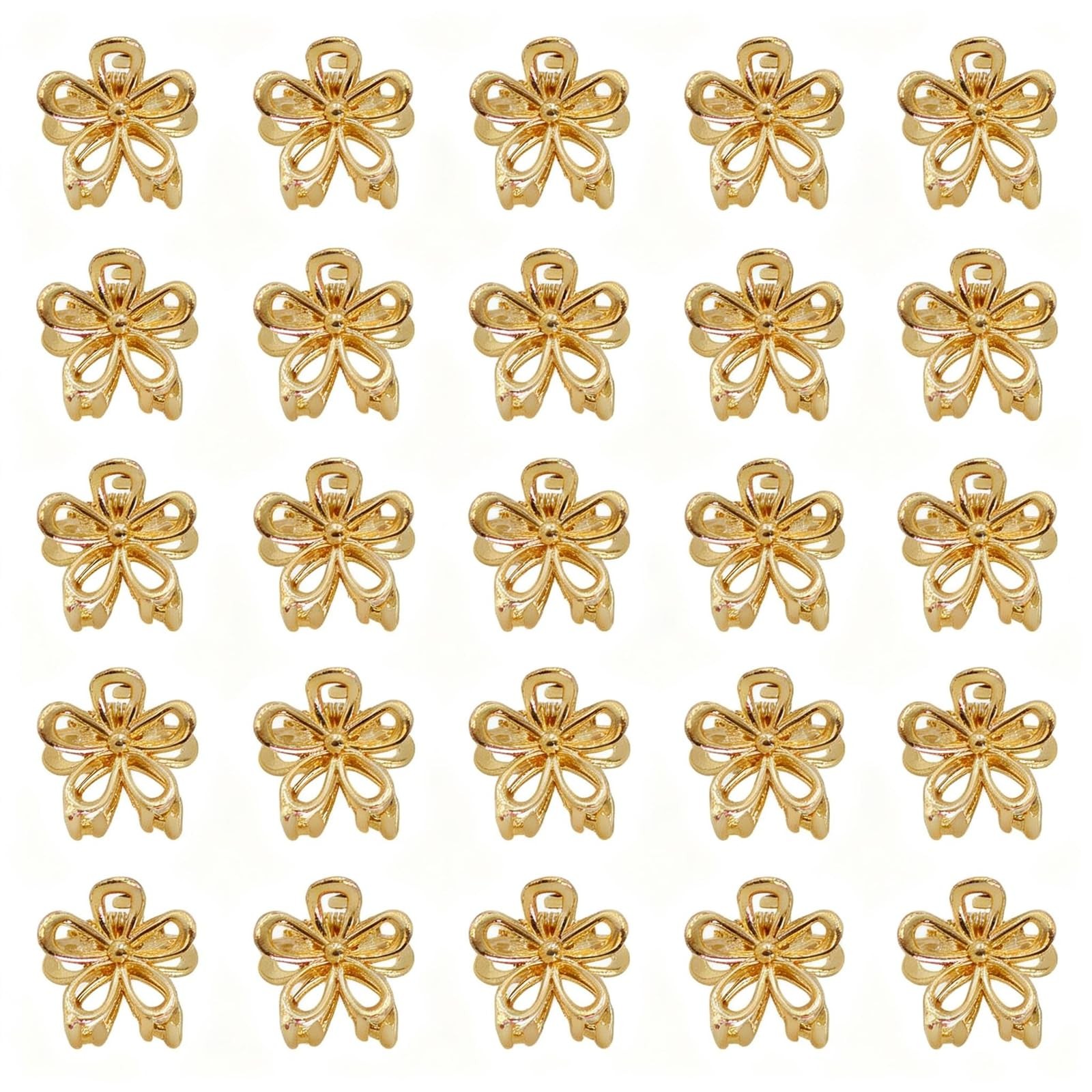 Small Gold Hair Clips for Women 1 Count (Pack of 20), Flower