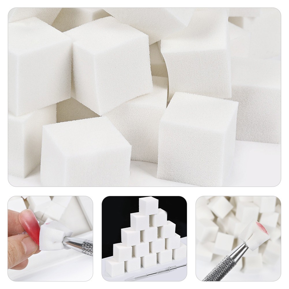 1 Set Reusable Nail Sponges for Manicure with Stainless Steel Grabber Tool
