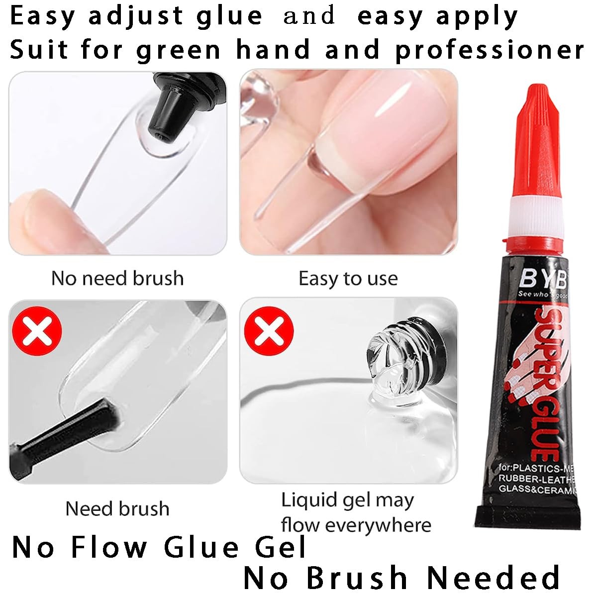 Nail Glue, Super Nail Glue for Acrylic Nails, Professional Nail Glue For Nail…