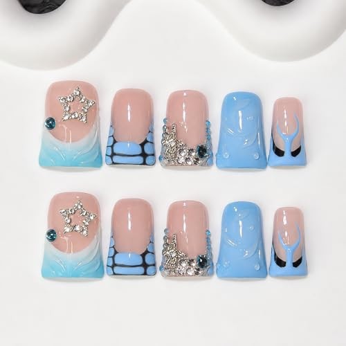 Luxury Press on Nailshort Duck Handmade 3D Unique Reusable ABMaterial S Style4