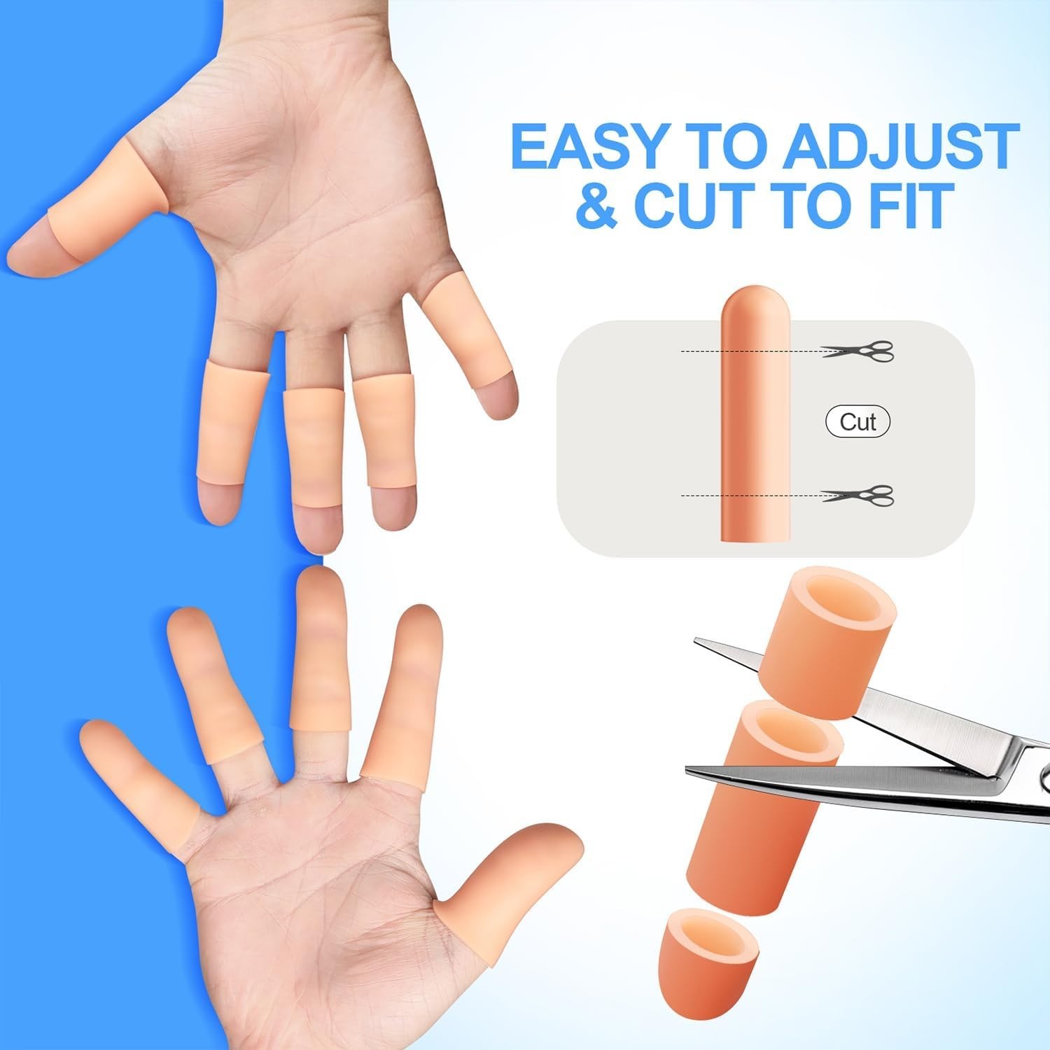 20 Pcs Gel Finger Protectors, Finger Caps Silicone Fingertips Protection, Reuse