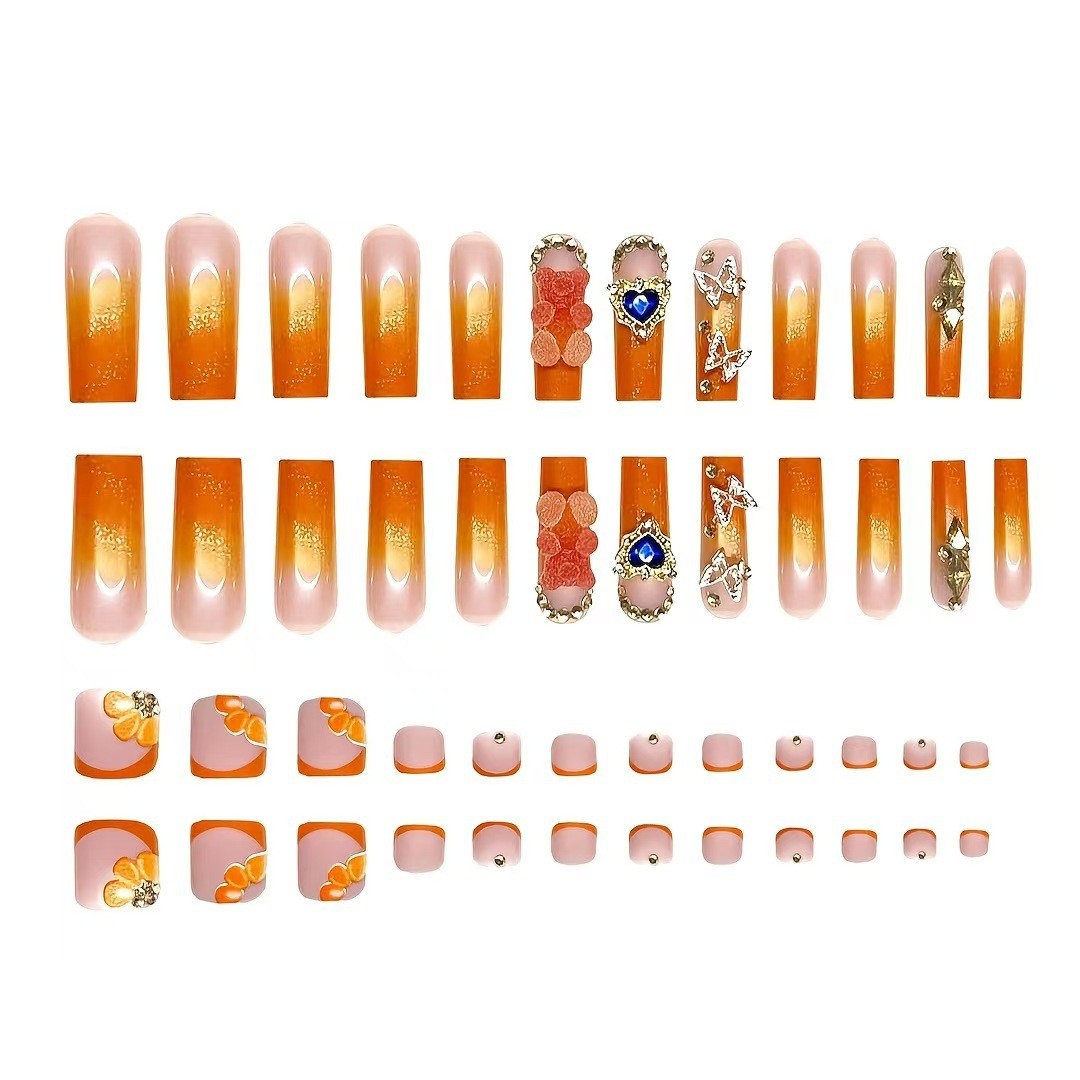 Summer Floral Crystal Glitter Nail Tips Ins Style Wholesale From Factory
