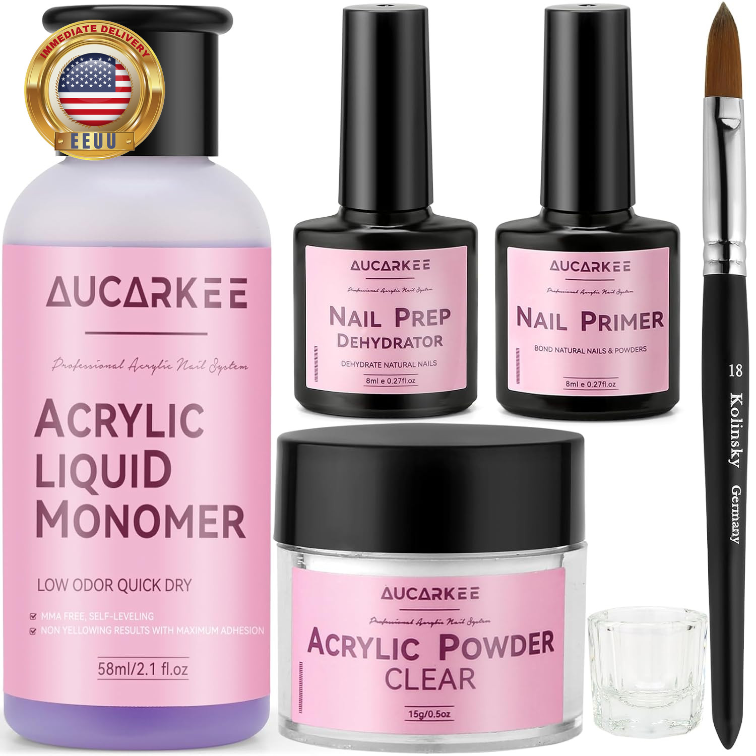 Acrylic Nail Kit – Professional Clear Acrylic Powder and Liquid Set with Nail Br