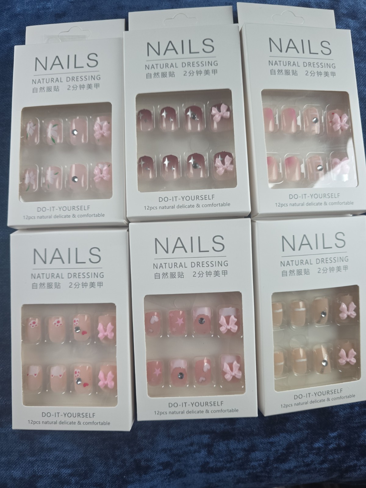 Nails Natural Dressing Press On Nails Lot of 6 Packs Pink French Tip Coquette Se