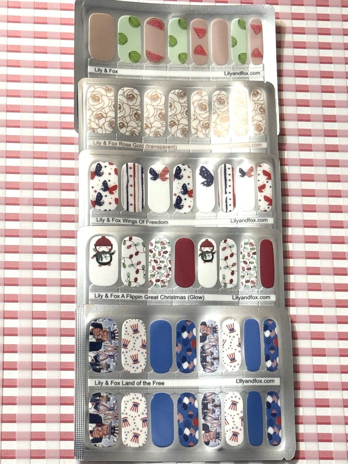 Lily and Fox Nail Polish Strips Wraps LOT OF FIVE (5) Self Adhesive Manicure NEW