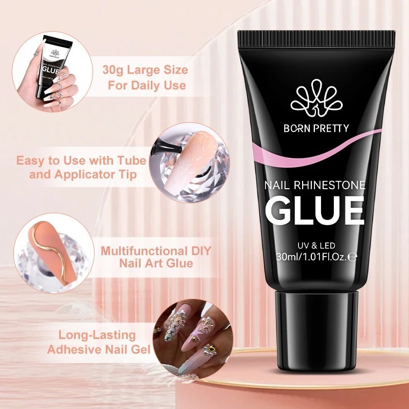 BORN PRETTY 30ml Rhinestone Glue Gel Clear Nail Art Adhesive UV LED Crystal