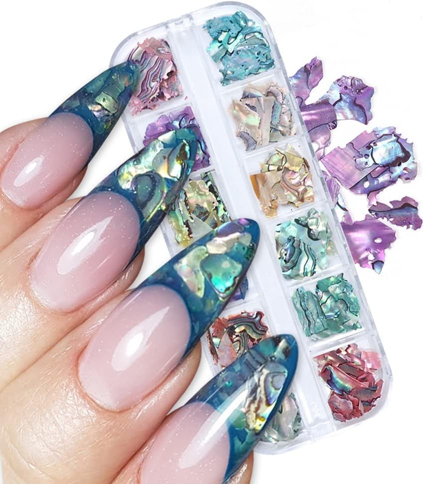 Abalone Shell Flakes for Nail Art – Colorful Seashell Sequins Glitter Irregular