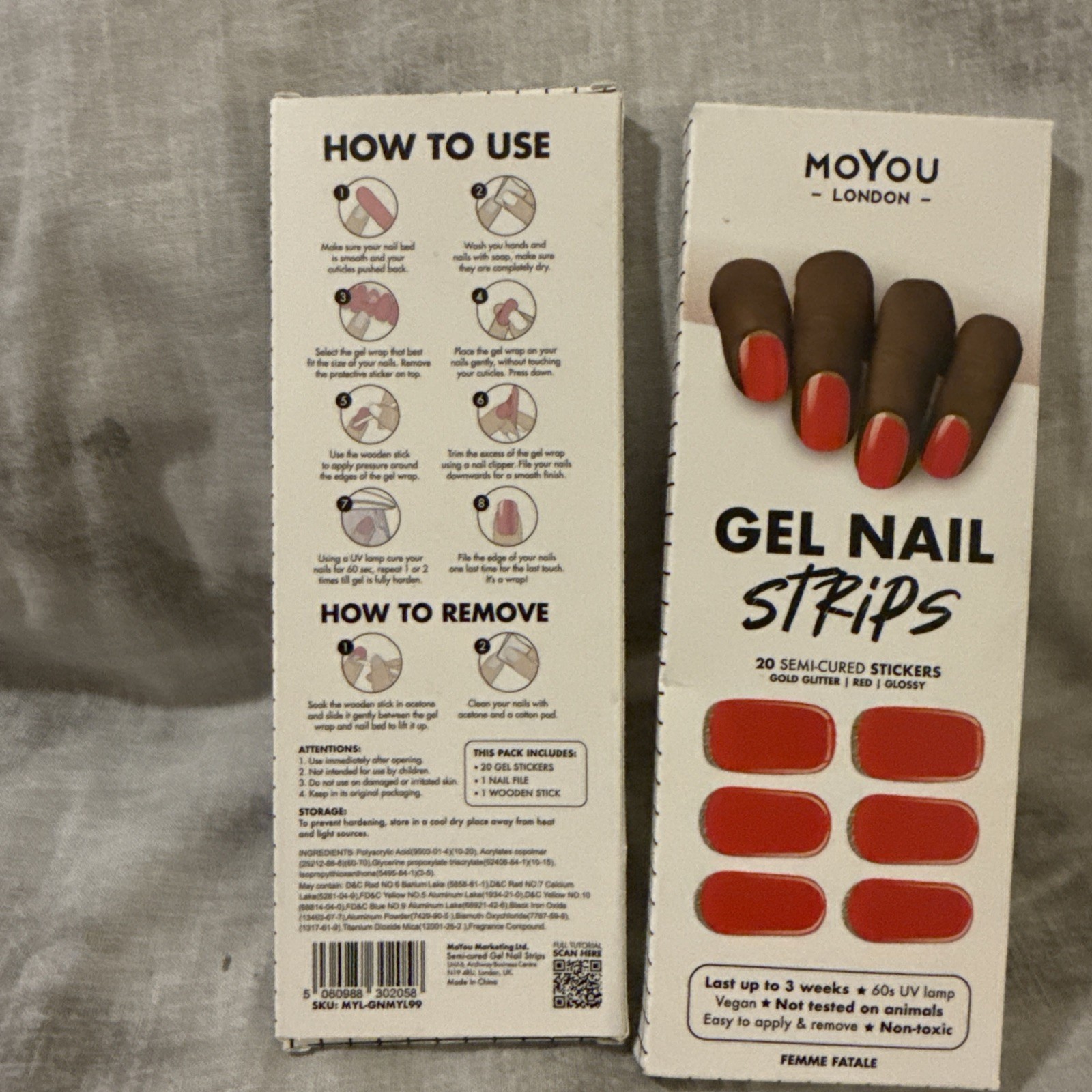 MOYOU LONDON Semi Cured Gel Nail Strips – 20 Pcs. Spring Nail Wraps for Salon 2x
