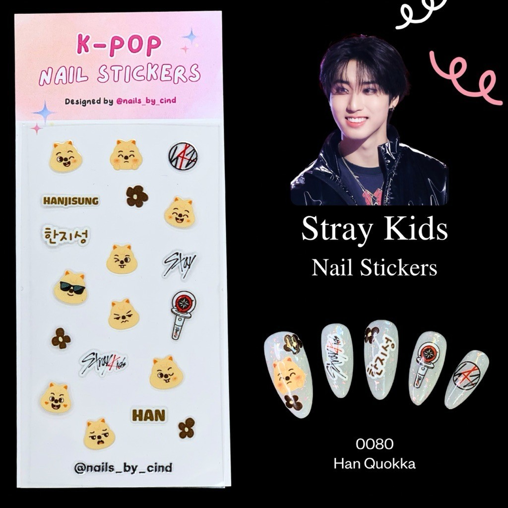 STRAYKIDS SKZ VER 2 KPOP NAIL STICKER FAN MADE KOREA LEE KNOW FELIX SEUNGMIN Z10