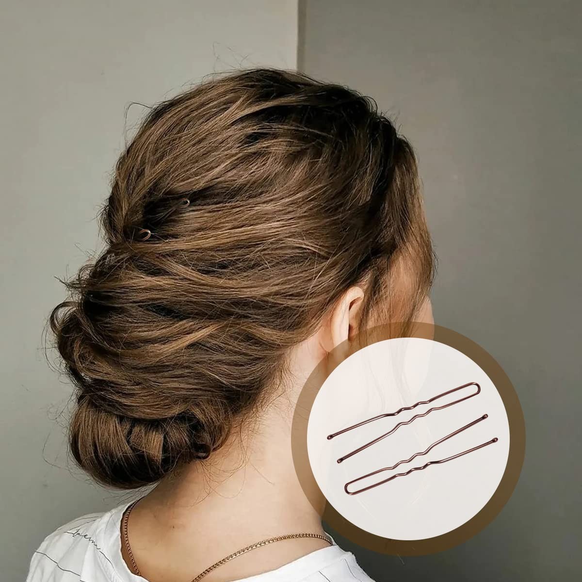 100 PCS Invisible Wave Hairgrip U Shaped Hair Pins Kit Large Heavy Duty Brown
