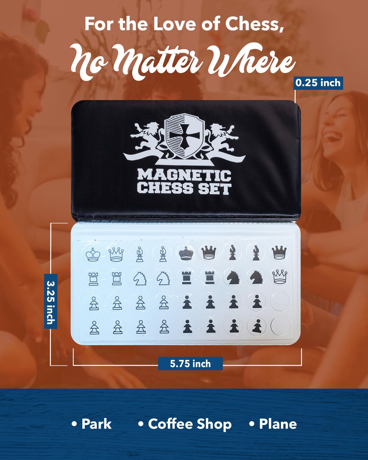 WE Games Mini Magnetic Travel Chess Set – 6-Inch Foldable 6 in, White Logo