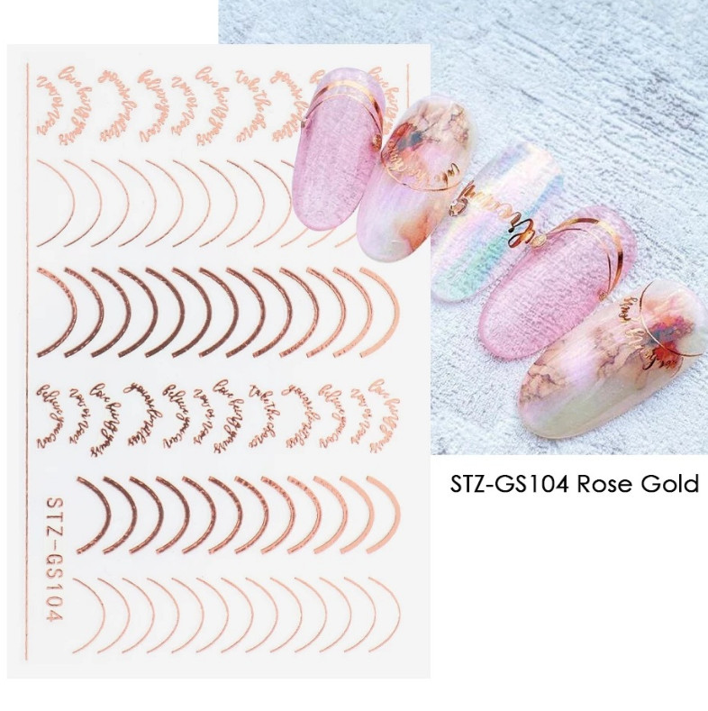 Decoration DIY Manicure 3D Rose Gold French Lines Nail Stickers GS104 NS33