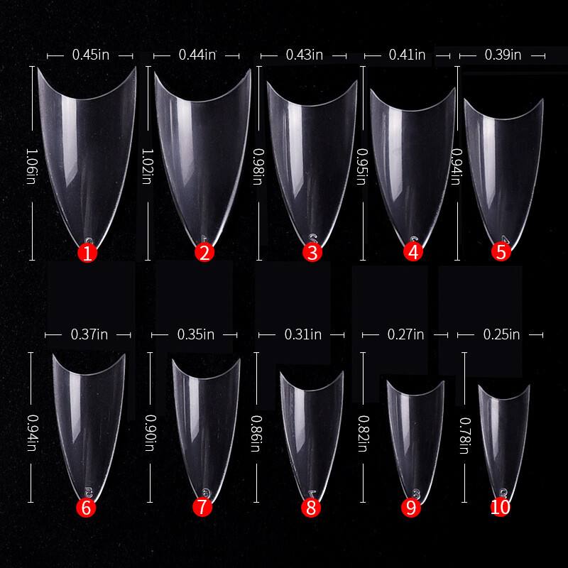 500 Pcs Stiletto Sharp False Nail Tips Nail Art Acrylic French Half False Tips