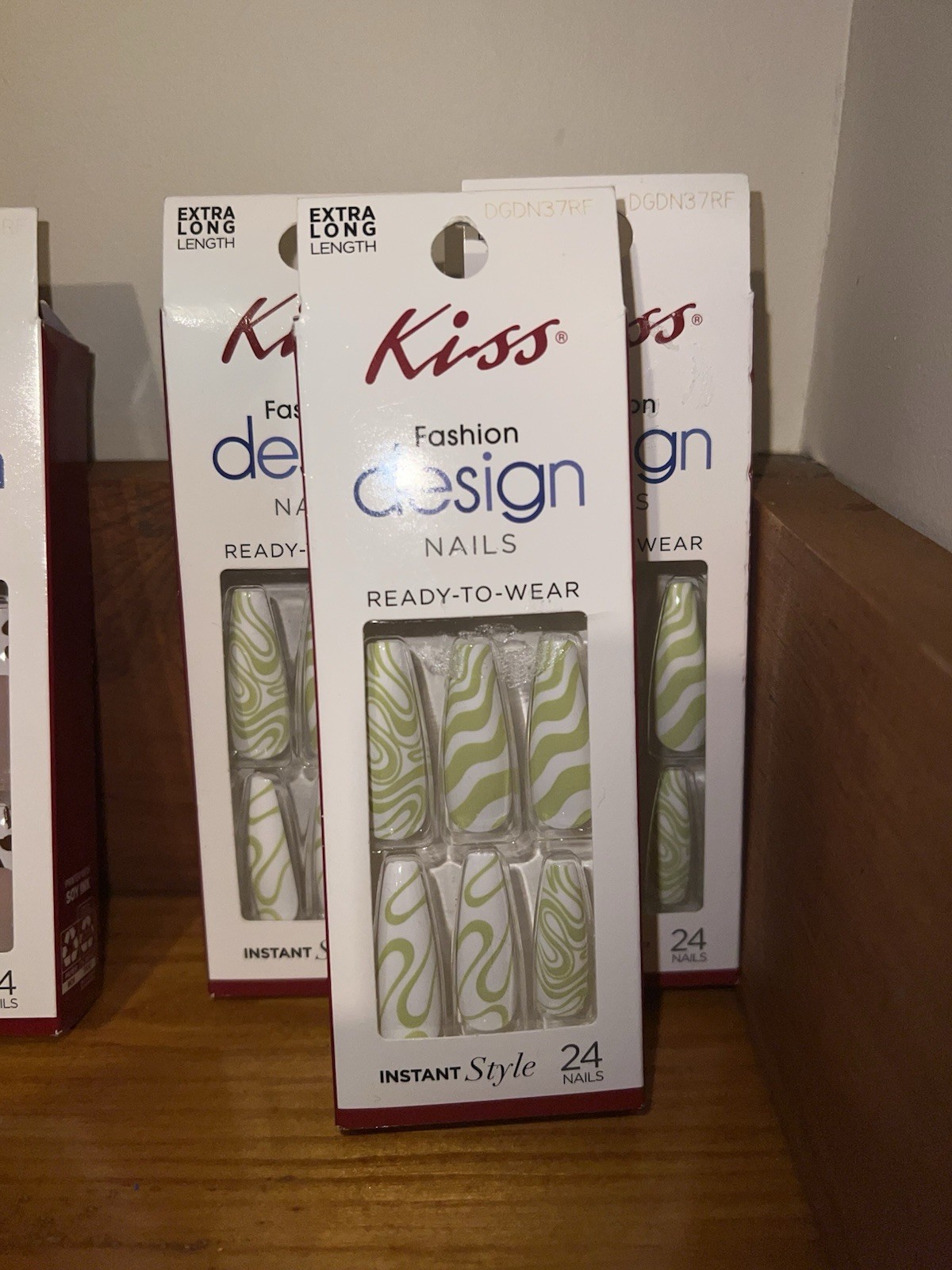 KISS Glue On Extra Long Nails Lot If 5 Packs Cow Print Love Dive & Neon Green