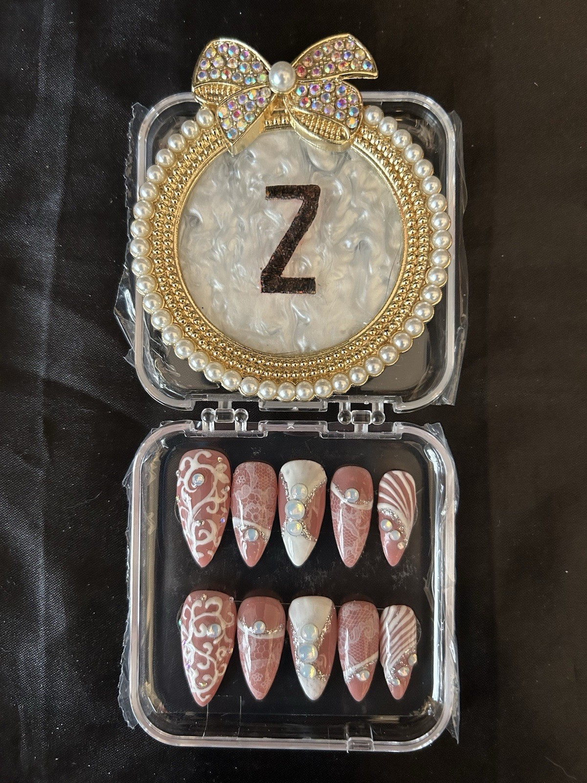 Z NAILZ! Handmade M Stiletto Wedding Press On Nails.