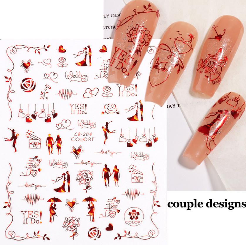 3D Nail Sticker Red Heart letter Kiss Valentine’s Day Series Nail Art DIY NH11
