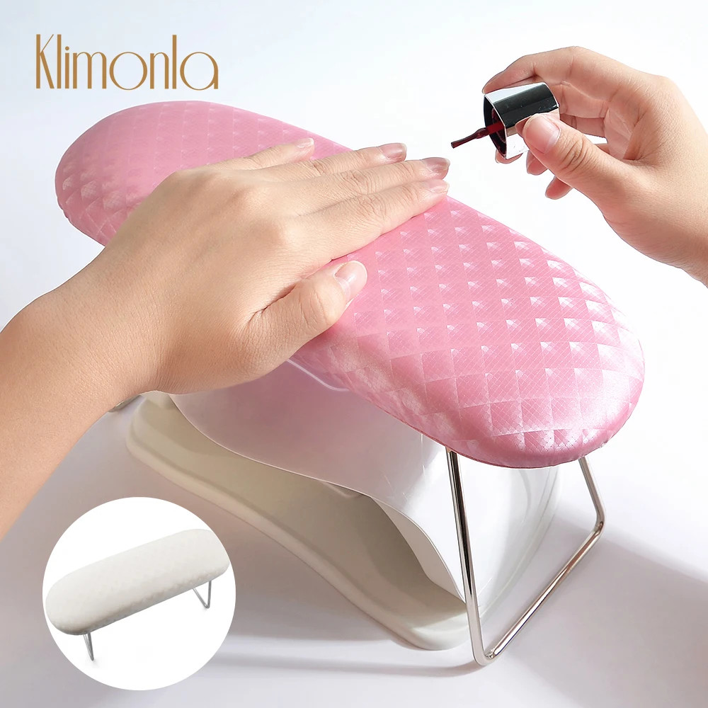 Pink/White Plaid Waterproof Leather Hand Pillow Arm Rest Cushion Nail Art Wrist