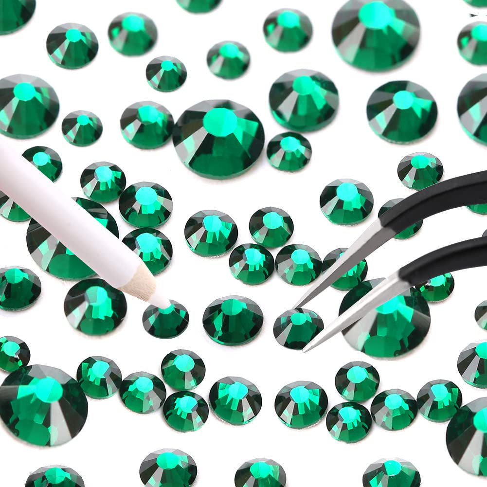 3792 Pcs Green Crystal Flatback Rhinestones Set for Nail, Art, Crafts, Makeup, T