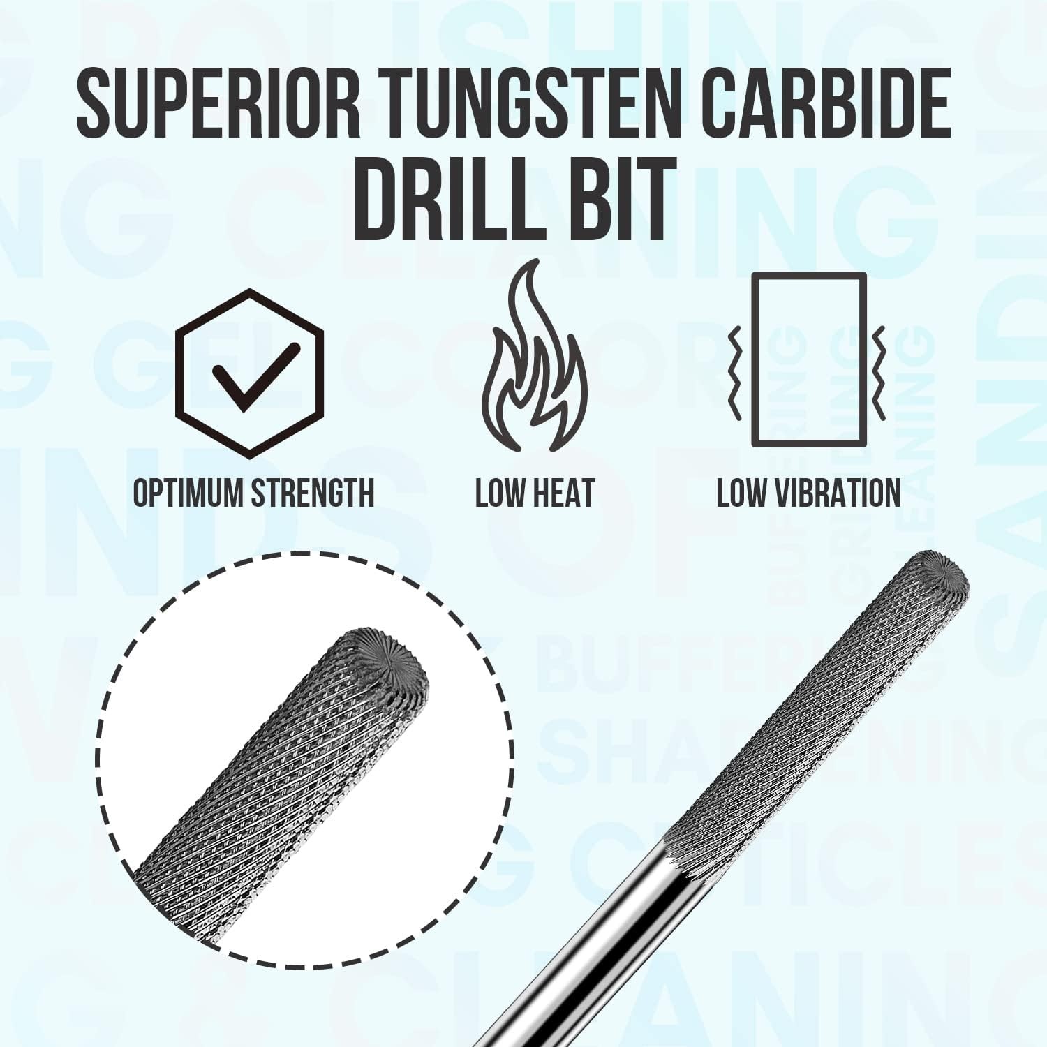 Nail Drill Bits:3/ Safety Tungsten Carbide Cuticle Remover Drill