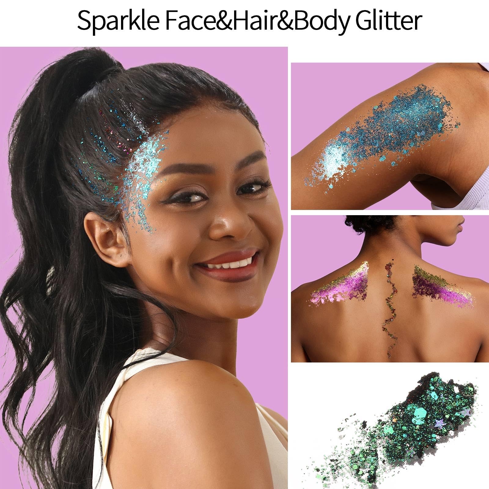 FANDAMEI 40 Colors Face Glitter, Paint Glitter Gel – 40 daylight colors