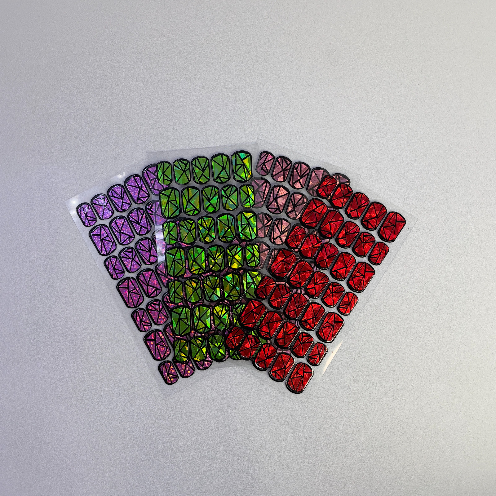 Full Cover Nail Wraps 4pc Set DIY Holographic Glass Bundle Made in Korea