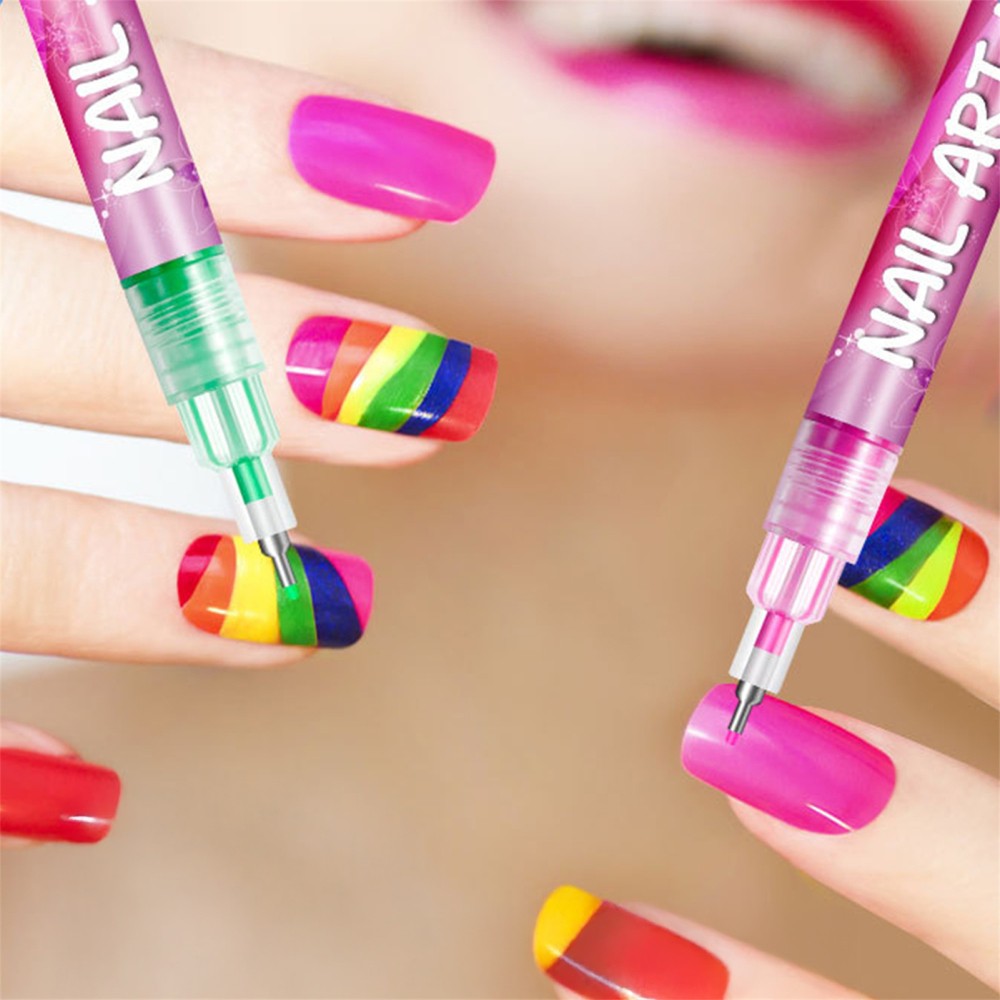 12Pcs Nail Art Pen Marker Set 0.5mm Extra Fine Tip Graffiti Drawing Embellishing