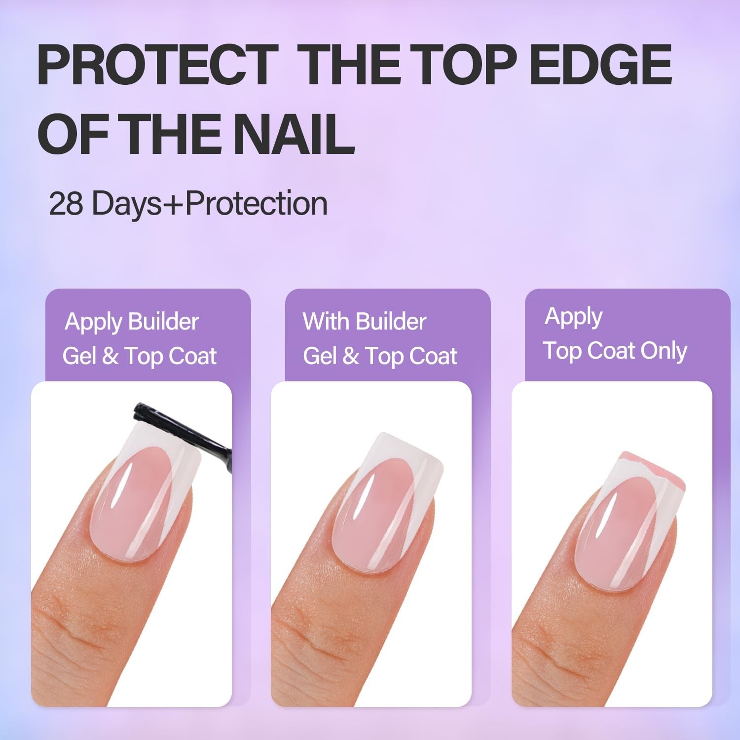 Pink Deep French Gel Nails Kit – Short Square Press-On Nails, Nail Gel & Lamp fo