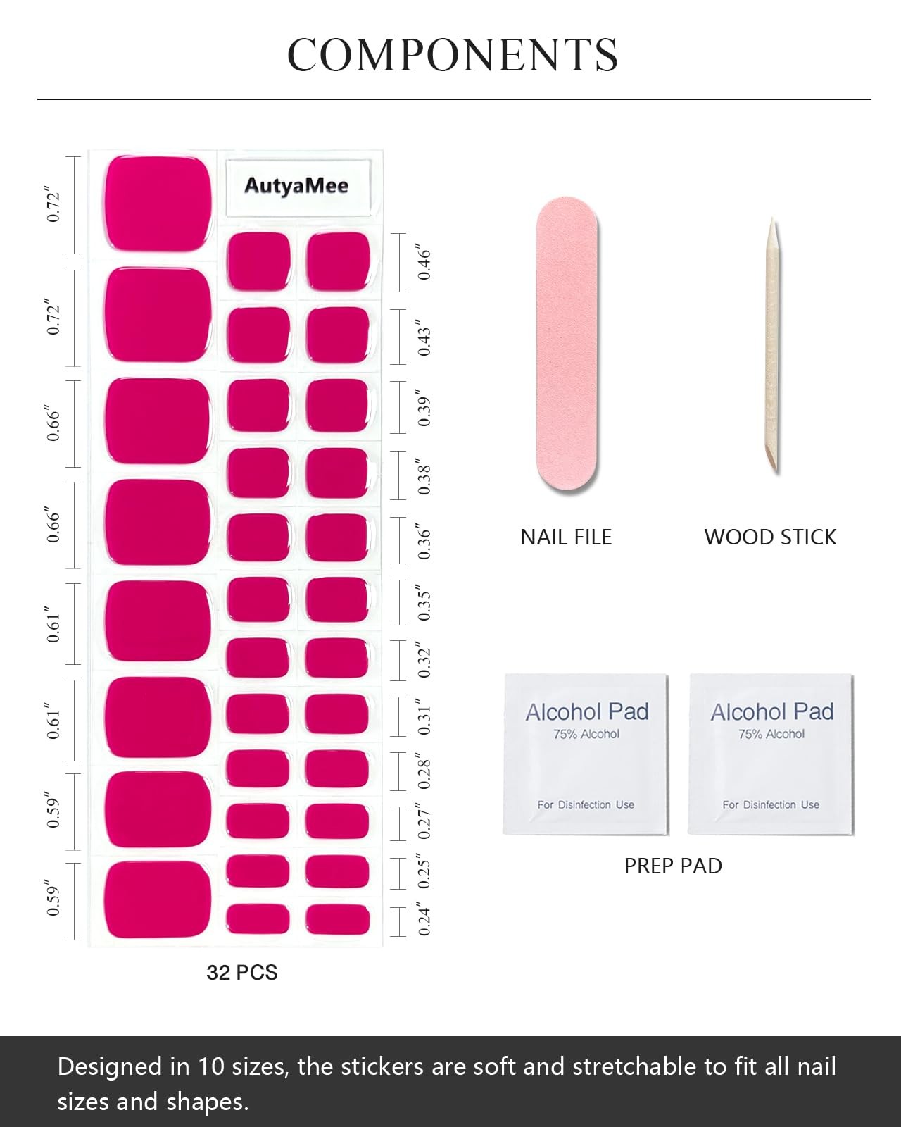 Semi Cured Toenail Strips (Pink T), 32 Pcs Pedi Stickers, Wraps, Salon Qualit…