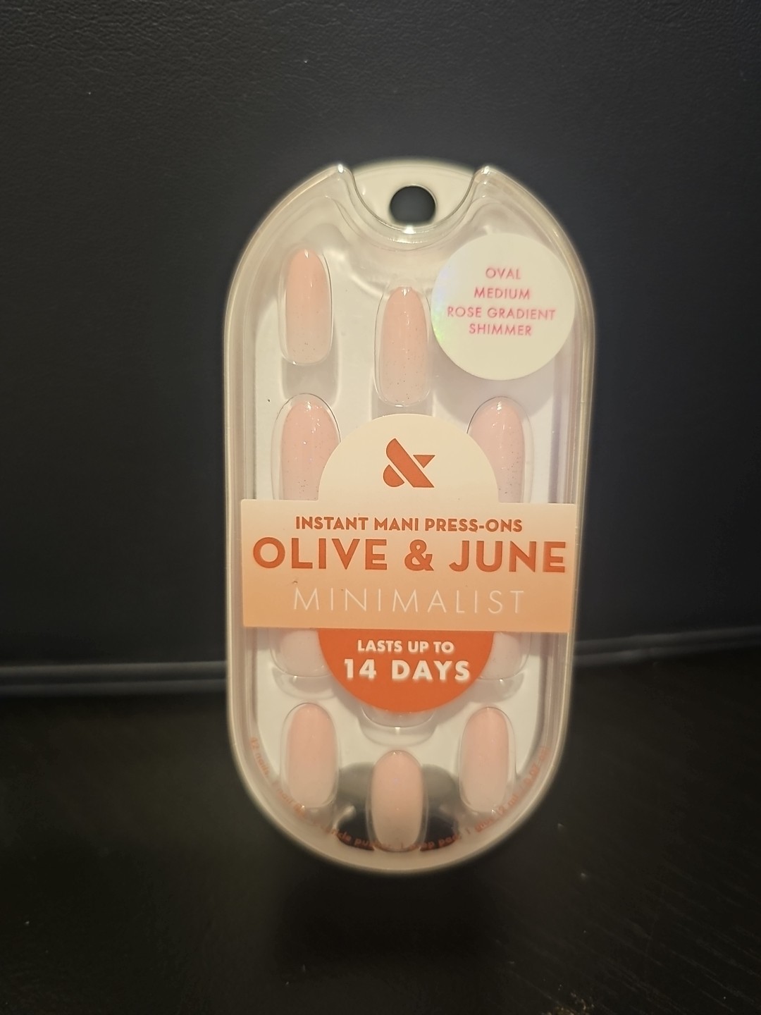 Olive & June Instant Mani Press-ons Oval-shaped Medium Rose Gradient Shimmer