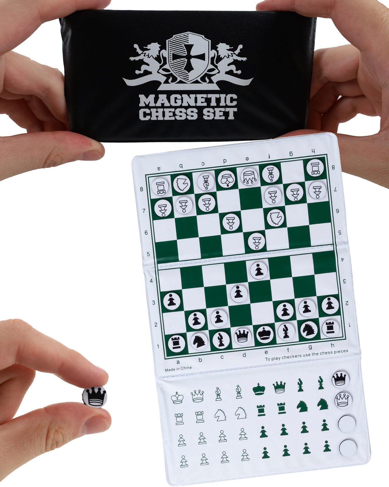 WE Games Mini Magnetic Travel Chess Set – 6-Inch Foldable 6 in, White Logo