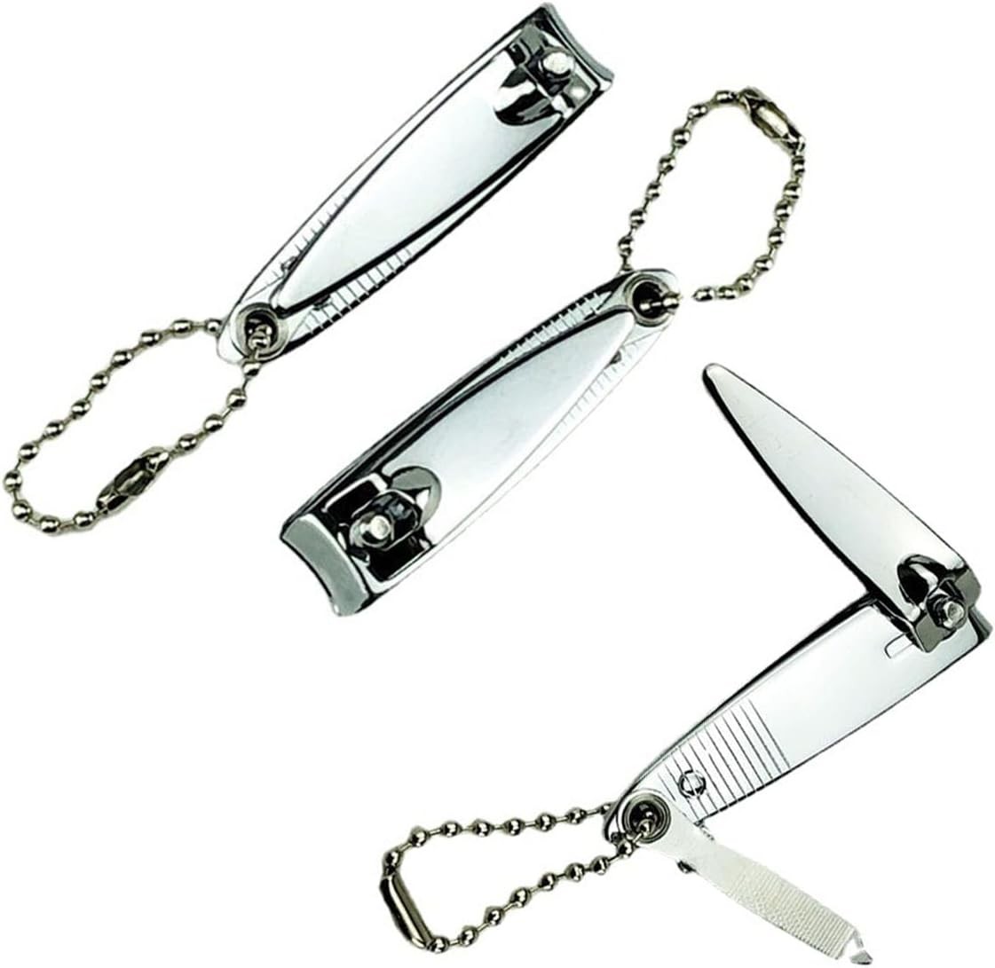 2” Mini Finger Nail Clipper Manicure Trimmer Curved Edge, File & Key Chain