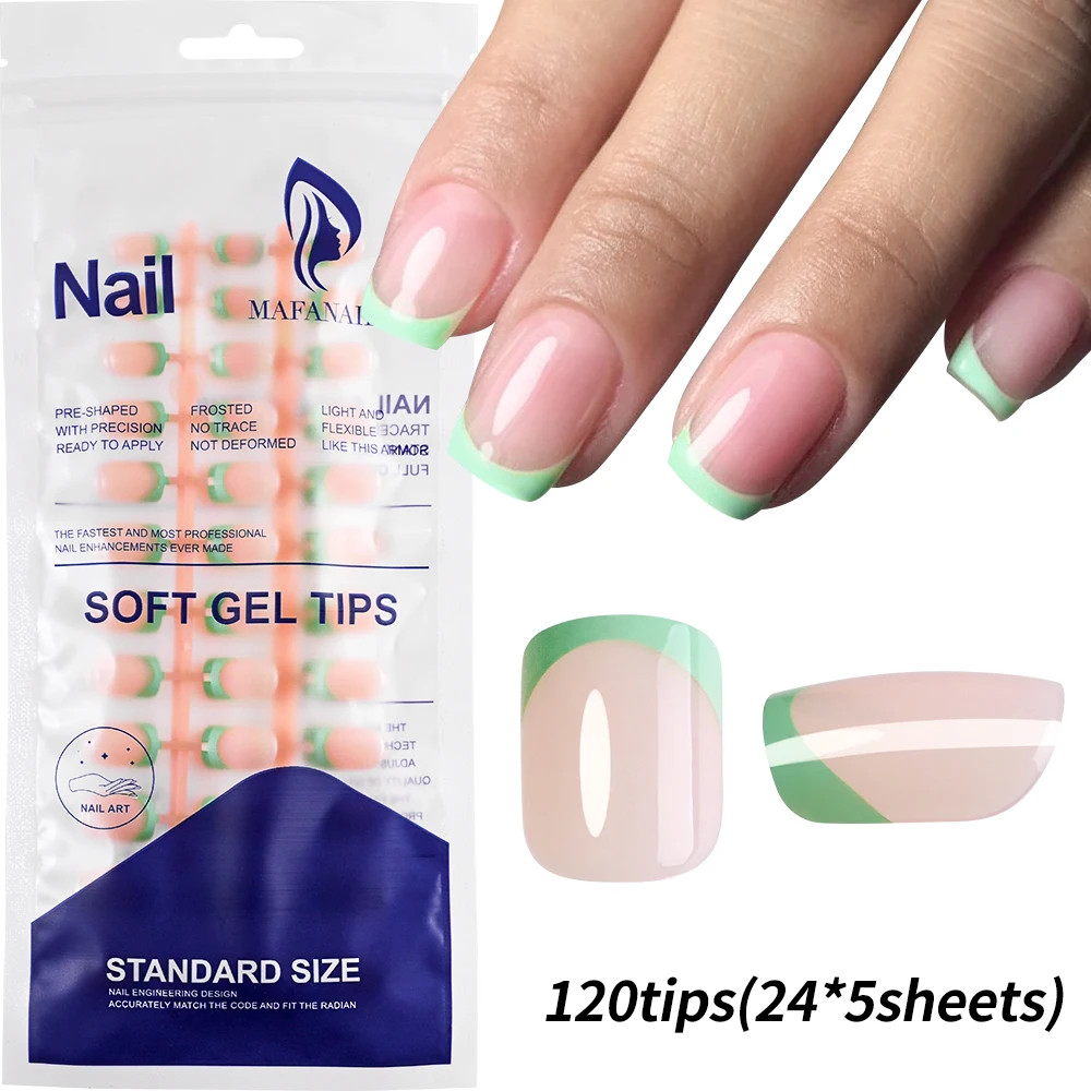 240/120Pcs Colorful French Press On Nails Short Square Full Cover Fake Nail Tips