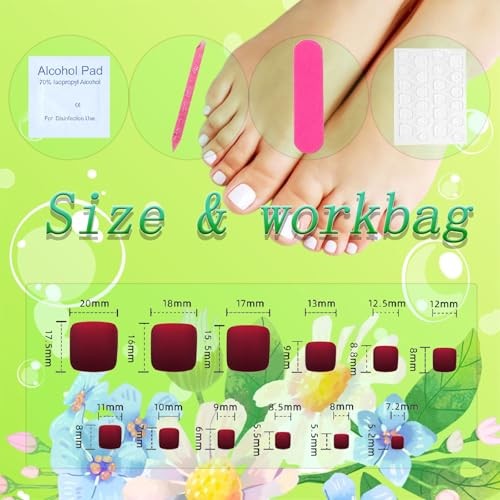 Square Press on Toenails Short White Gradient False Toe Nails Glossy Toenail