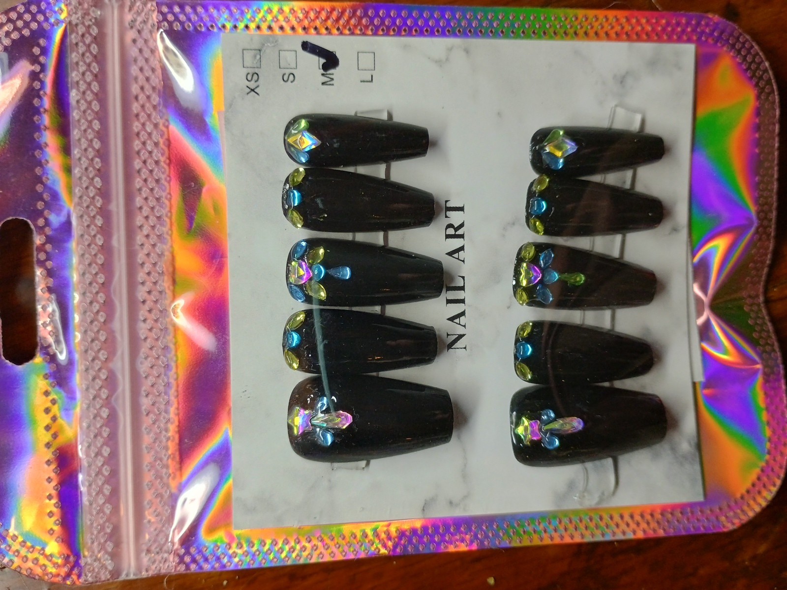 Hand Painted Press On Nails Size Medium Length Medium Comes With Nail Glue