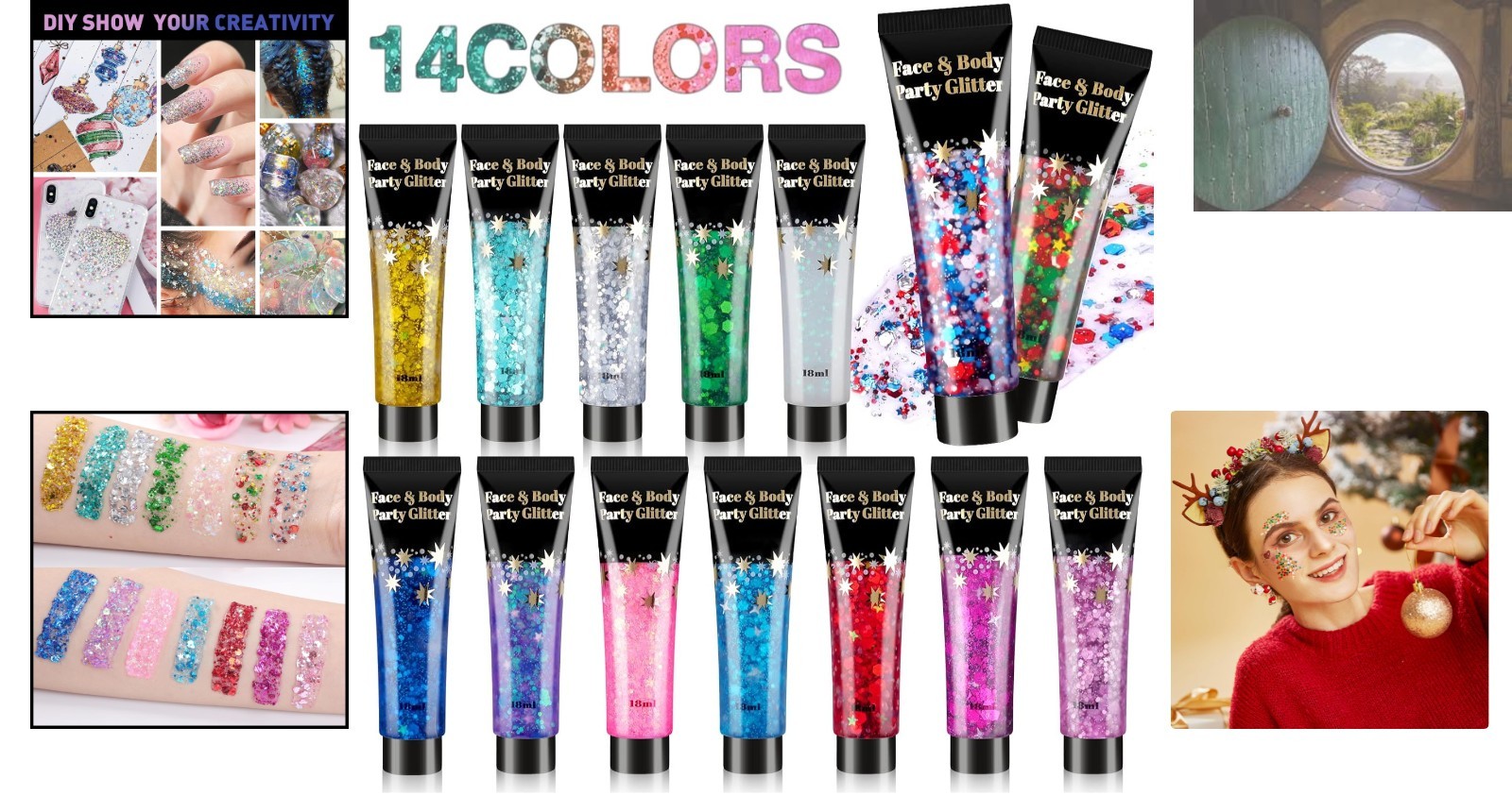 Glow in The Dark Festival Body & Face Glitter – 14 Shades for Dazzling Looks