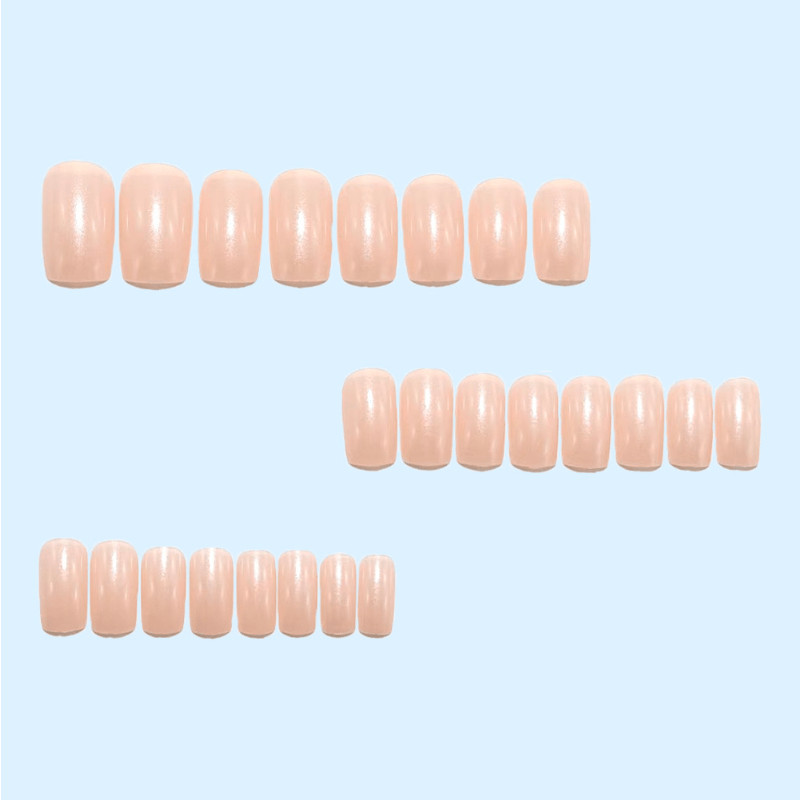 48Pcs Short Square Pink Cat Eye Press on Nails Chrome Glossy Elegant Daily Wear