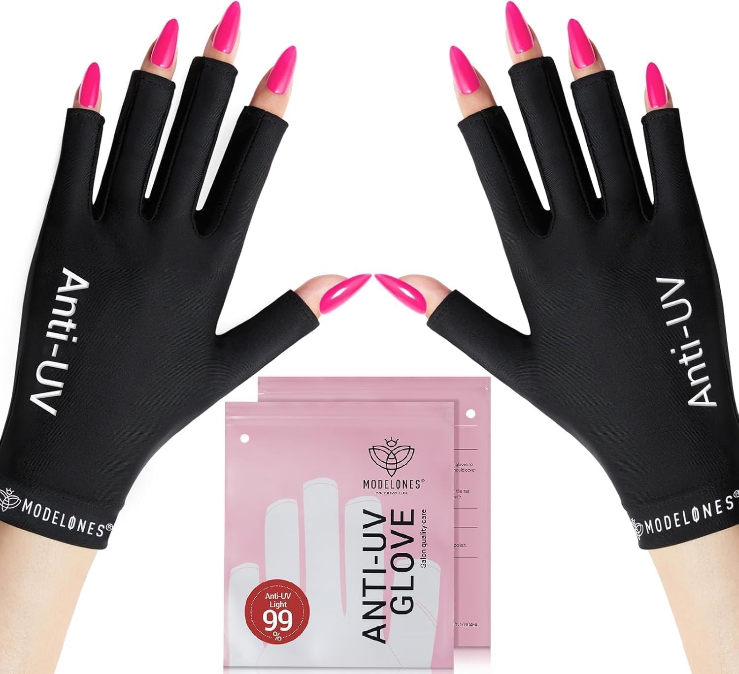 modelones UV Gloves for Gel Manicures, Professional UPF99+ Anti UV Protection Gl
