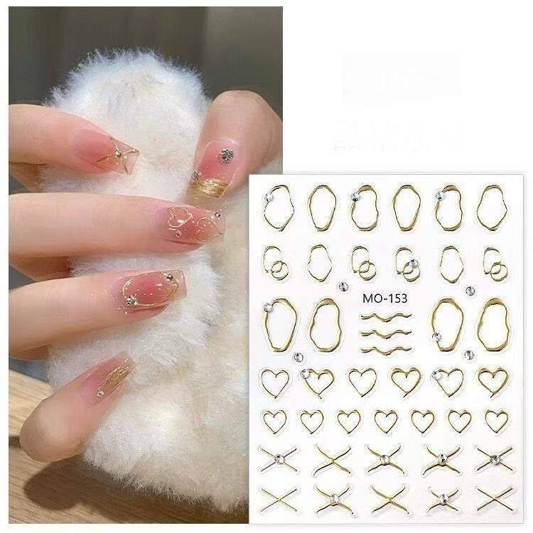 Nail Art Stickers 3D Gold Silver Circle & Diamonds UK Post