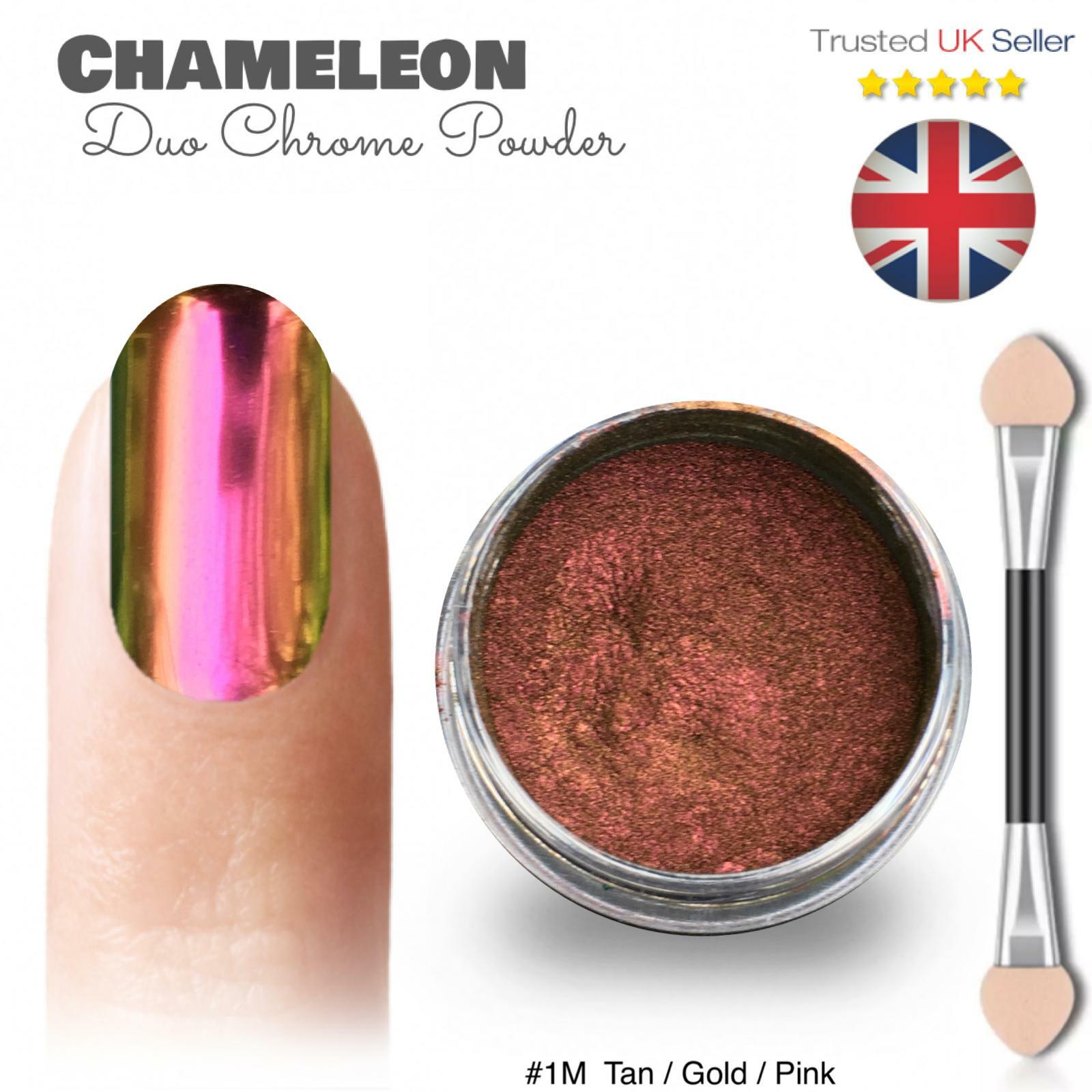 Nail Chameleon Chrome Powder Ultra Colour Shifting Mirror Effect Nails Pink Gold