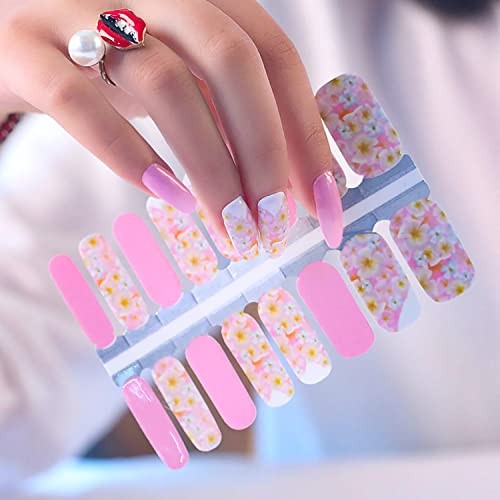 5 Sheets Flower Nail Wraps for Women Nail Polish Strips Flower, Solid Color