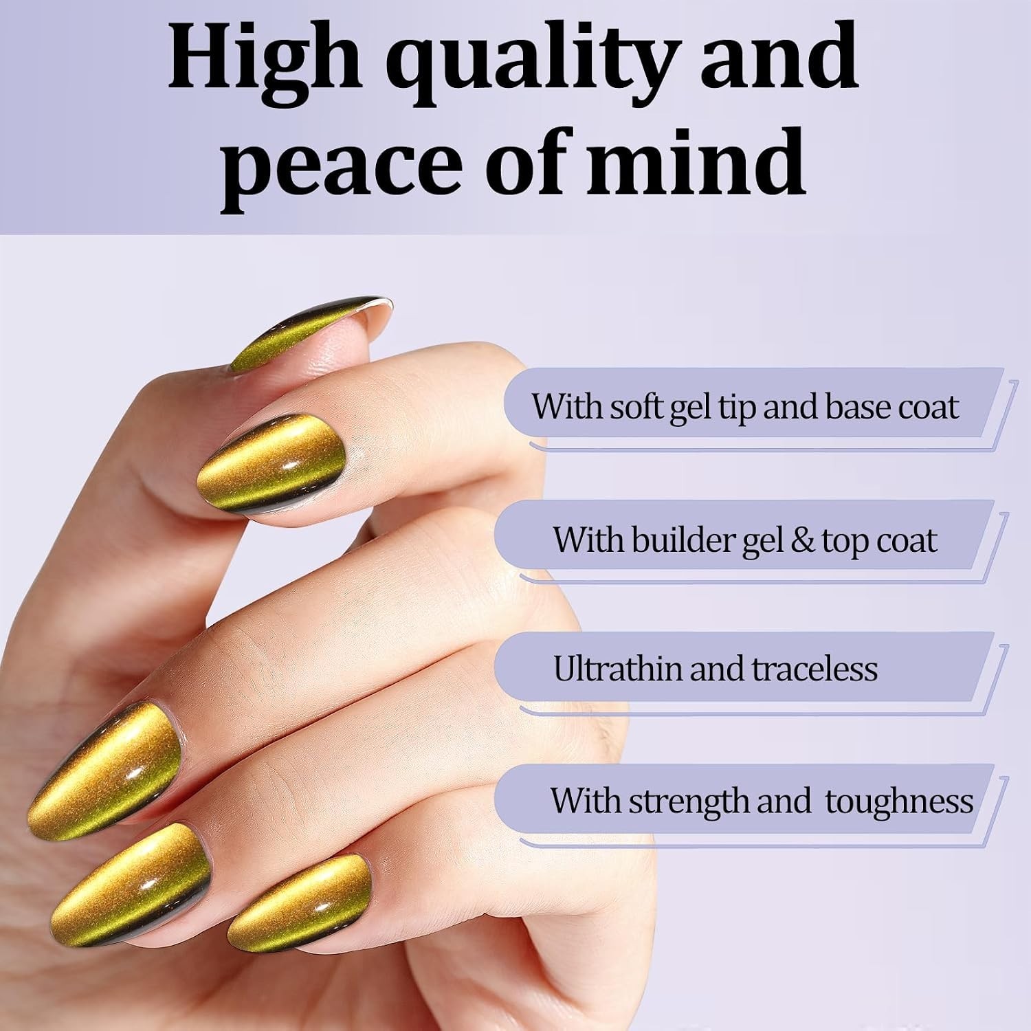 210pcs Cat Eye Press on Nails Almond 7 Colors Galaxy Acrylic Fake Nail | Reus…