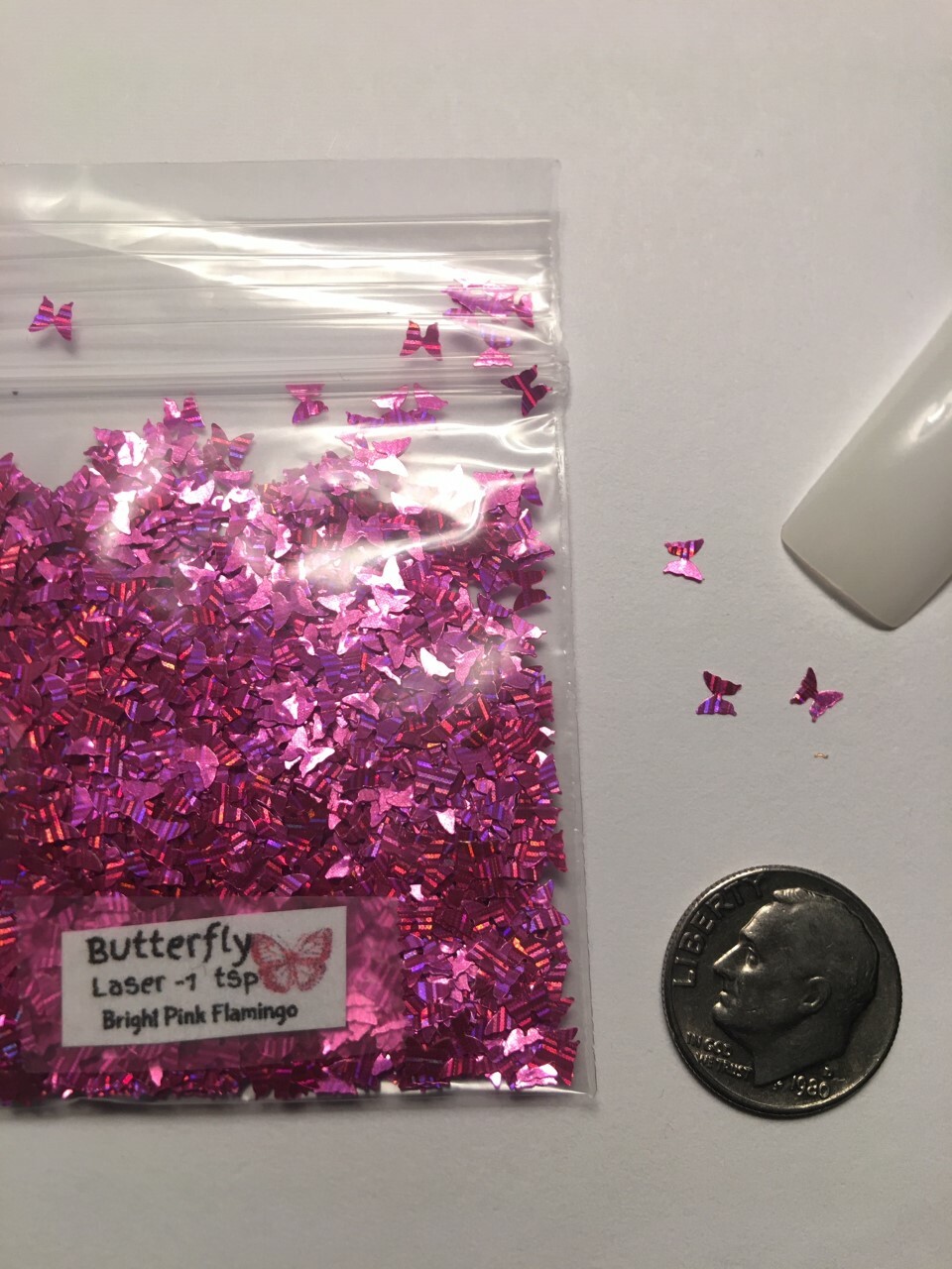 NEW Laser BUTTERFLY (Bright Pink Flamingo) Glitter 1tsp-4Nail Art Face Craft-US