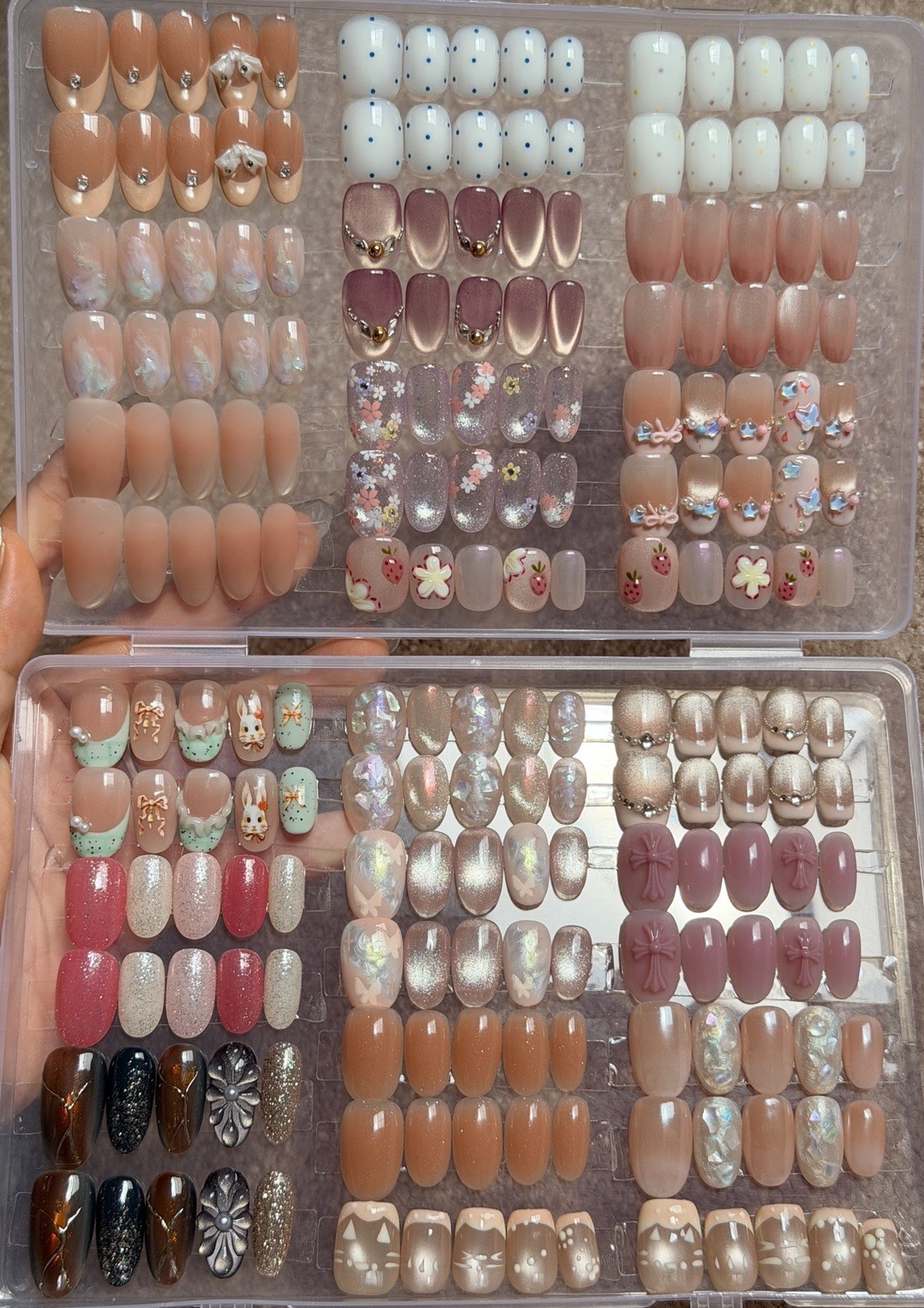 USED press on nails short handmade with box, slightly used, 20 sets, size M
