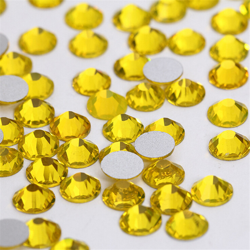 288 720 1440pcs Citrine Nail Art Rhinestone Flatback Glitter 3D Tips Decoration