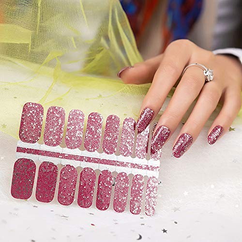 5 Sheets Nail Polish Strips Set with 1pc Nail File Glitter Sequins Design KIT4
