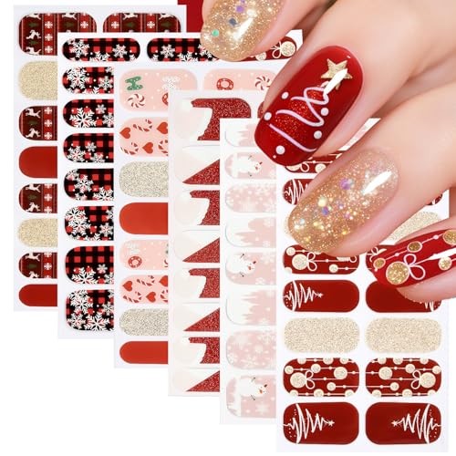 6 Sheets Christmas Nail Wraps Stickers Glow in The Christmas Nail Stickers-6