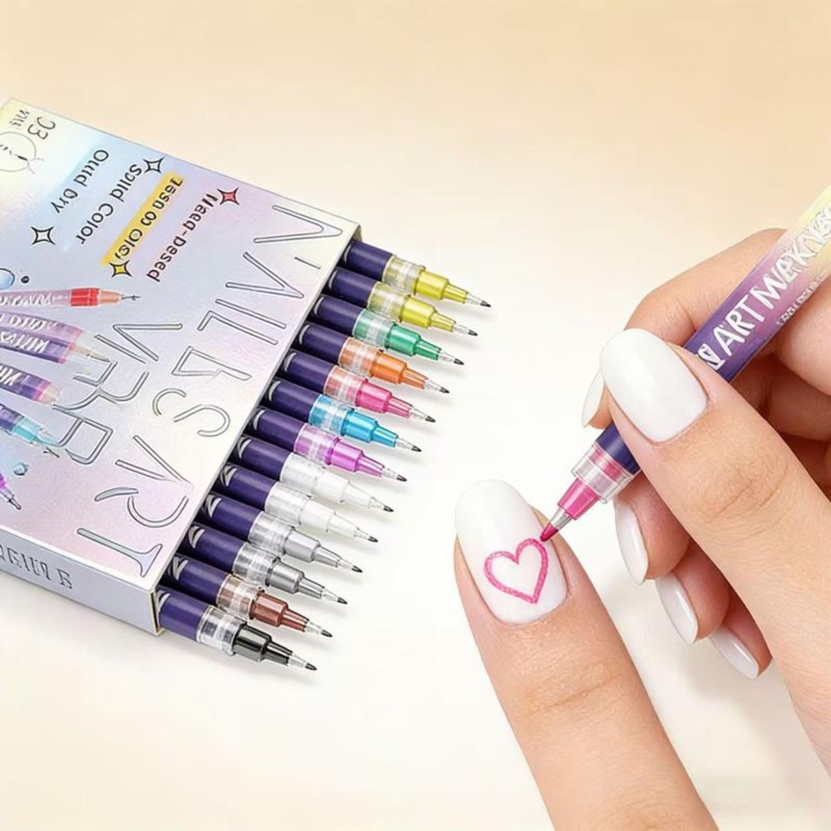 12-Color Nail Art Marker Set–Quick-Drying Acrylic Pens for DIY Manicures