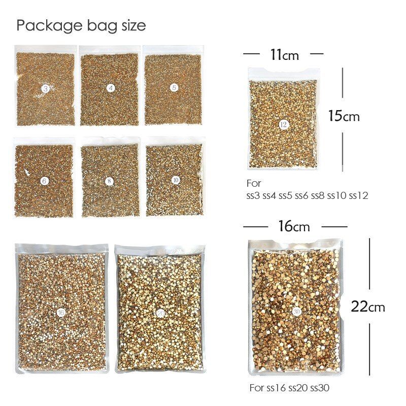 Clear AB NonHot Fix Glass Rhinestone SS16 SS20 SS30 Flat Back Nail Art